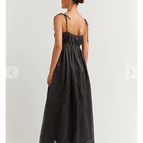 DISSH NWT Black gathered empire waist floor-length dress - Picture 5 of 5